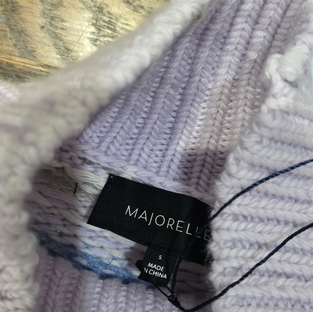 MAJORELLE X Revolve Tamera Fairisle Sweater in Purple & Blue Crop NWT  Size S - Picture 6 of 8